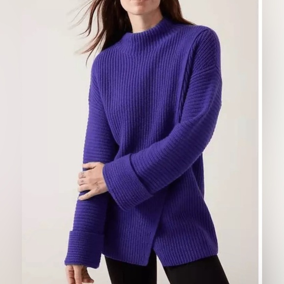 Athleta Sweaters - Athleta Azalea Merino Wool & Cashmere Mockneck Sweater Noble Blue Size XS EUC